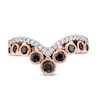 Thumbnail Image 3 of 0.45 CT. T.W. Enhanced Black and White Diamond Graduated Double Row Chevron Ring in 10K Rose Gold