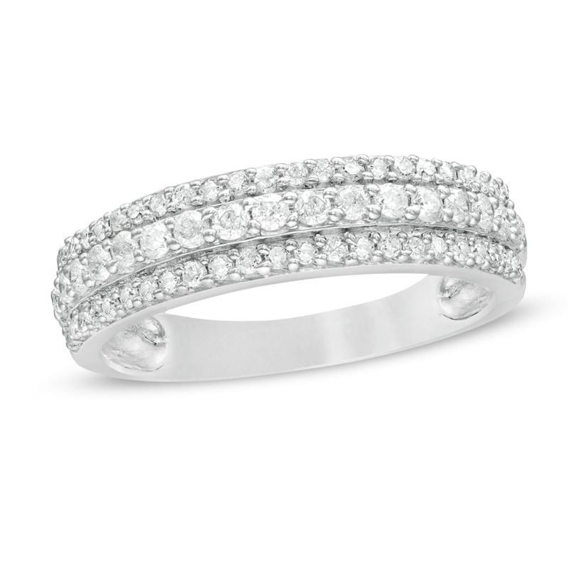 0.45 CT. T.W. Diamond Triple-Row Band in 10K White Gold|Peoples Jewellers