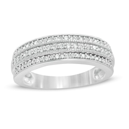 0.29 CT. T.W. Diamond Multi-Row Vintage-Style Band in 10K White Gold