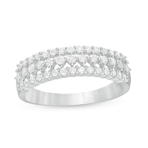 0.45 CT. T.W. Diamond Multi-Row Band in 10K Gold