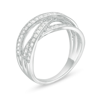 0.37 CT. T.W. Diamond Multi-Row Crossover Anniversary Band in Sterling Silver