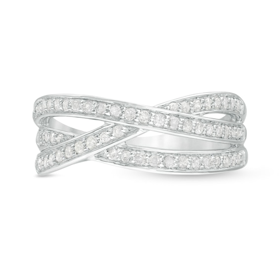 0.37 CT. T.W. Diamond Multi-Row Crossover Anniversary Band in Sterling Silver