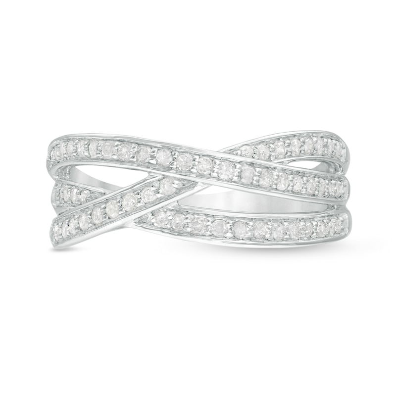 0.37 CT. T.W. Diamond Multi-Row Crossover Anniversary Band in Sterling ...