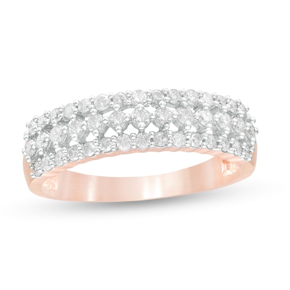 0.45 CT. T.W. Diamond Multi-Row Band in 10K Rose Gold