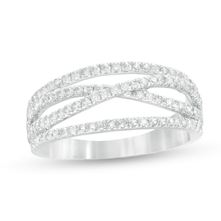 0.45 CT. T.W. Diamond Multi-Row Crossover Band in 10K White Gold