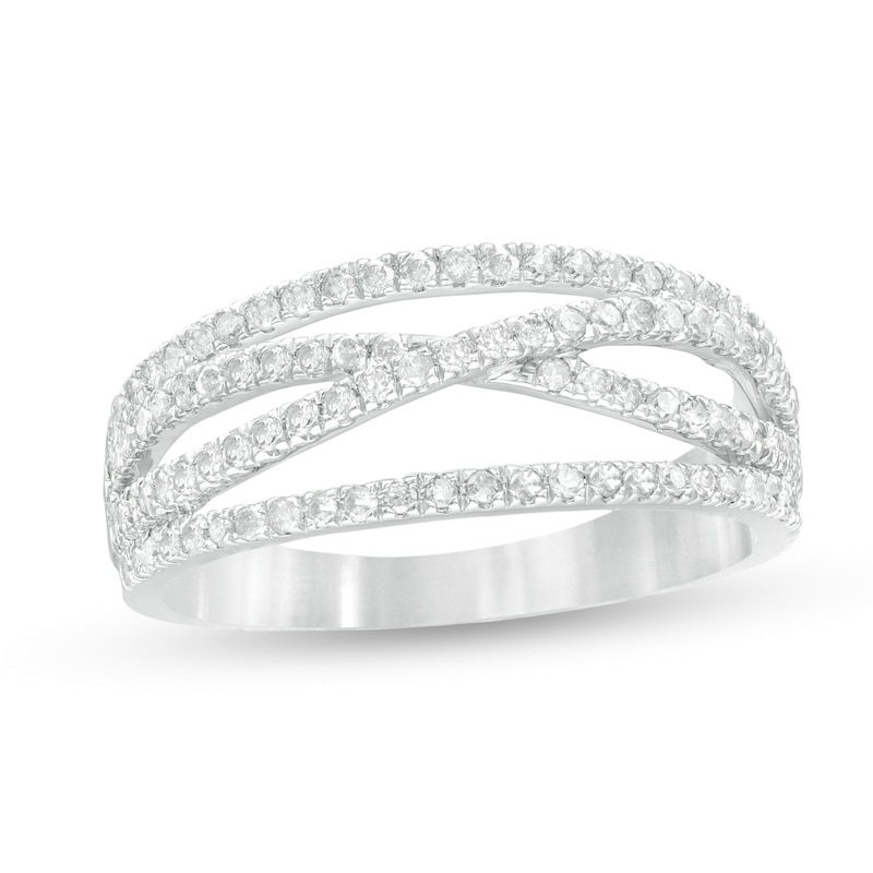 0.45 CT. T.W. Diamond Multi-Row Crossover Band in 10K White Gold