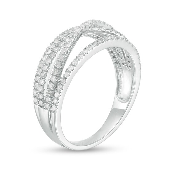 0.45 CT. T.W. Diamond Multi-Row Crossover Band in 10K White Gold