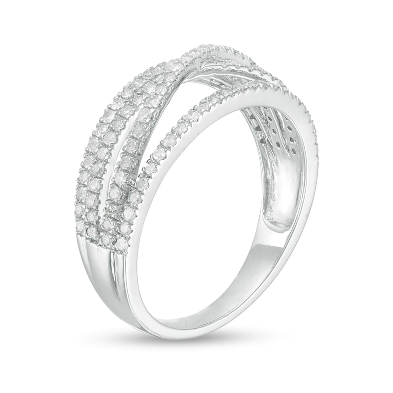 0.45 CT. T.W. Diamond Multi-Row Crossover Band in 10K White Gold|Peoples Jewellers