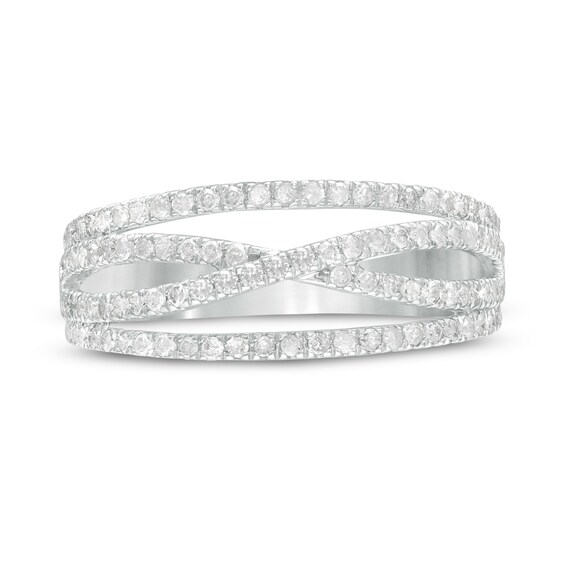 0.45 CT. T.W. Diamond Multi-Row Crossover Band in 10K White Gold