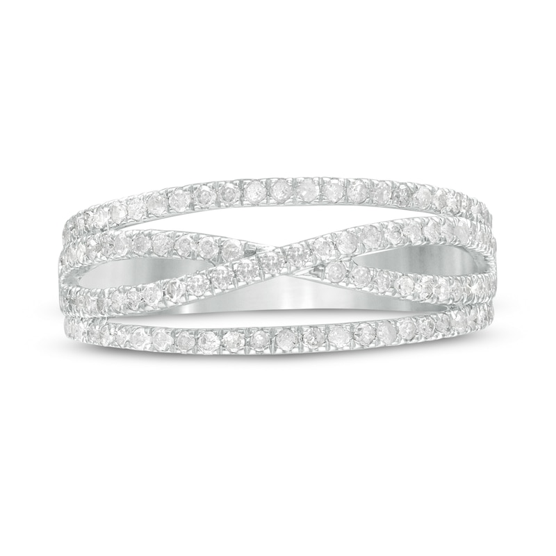 0.45 CT. T.W. Diamond Multi-Row Crossover Band in 10K White Gold
