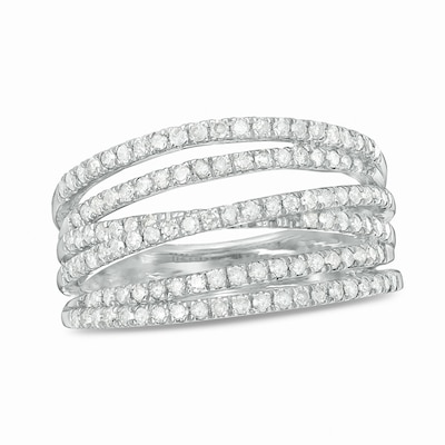 0.69 CT. T.W. Diamond Multi-Row Crossover Anniversary Band in Sterling Silver