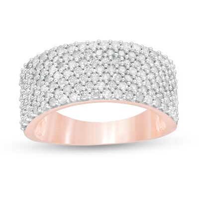 0.96 CT. T.W. Diamond Multi-Row Band in 10K Rose Gold