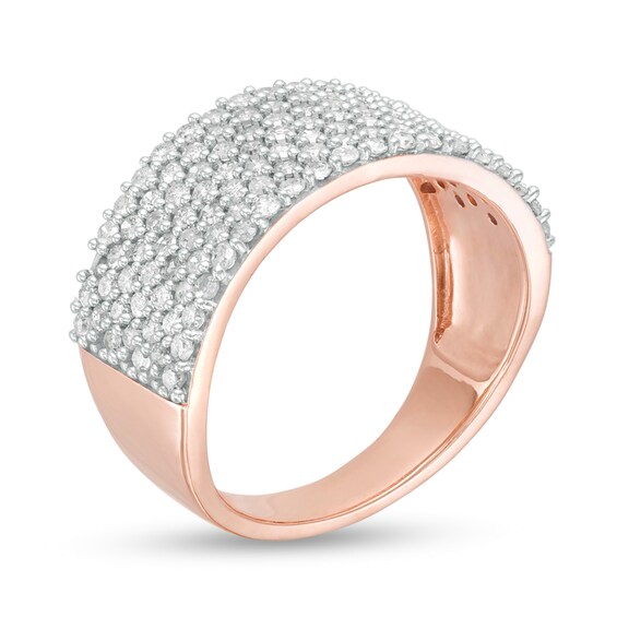 0.96 CT. T.W. Diamond Multi-Row Band in 10K Rose Gold