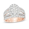 1.95 CT. T.W. Composite Diamond Double Oval Frame Multi-Row Bridal Set in 10K Rose Gold