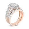 1.95 CT. T.W. Composite Diamond Double Oval Frame Multi-Row Bridal Set in 10K Rose Gold