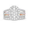 1.95 CT. T.W. Composite Diamond Double Oval Frame Multi-Row Bridal Set in 10K Rose Gold