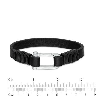 Vera Wang Men Leather Cord Bracelet with Sterling Silver Buckle Clasp - 8.5"