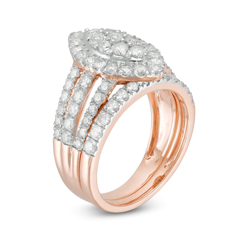 1.95 CT. T.W. Composite Diamond Double Marquise Frame Multi-Row Bridal Set in 10K Rose Gold|Peoples Jewellers