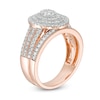 Thumbnail Image 2 of 0.69 CT. T.W. Composite Diamond Triple Oval Frame Vintage-Style Multi-Row Bridal Set in 10K Rose Gold