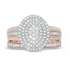 0.69 CT. T.W. Composite Diamond Triple Oval Frame Vintage-Style Multi-Row Bridal Set in 10K Rose Gold