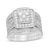 Thumbnail Image 0 of 1.45 CT. T.W. Composite Diamond Cushion Frame Multi-Row Three Piece Bridal Set in 10K White Gold