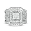 Thumbnail Image 3 of 1.45 CT. T.W. Composite Diamond Cushion Frame Multi-Row Three Piece Bridal Set in 10K White Gold