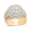 Thumbnail Image 1 of 1.45 CT. T.W. Composite Diamond Double Frame Multi-Row Vintage-Style Bridal Set in 10K Gold