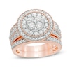 1.45 CT. T.W. Composite Diamond Double Frame Multi-Row Vintage-Style Bridal Set in 10K Rose Gold