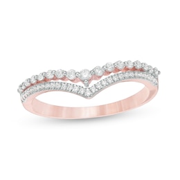 0.23 CT. T.W. Diamond Double Chevron Anniversary Band in 10K Rose Gold