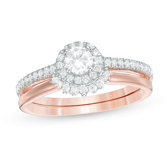 0.45 CT. T.W. Diamond Frame Bridal Set in 10K Rose Gold