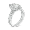 Thumbnail Image 2 of 0.95 CT. T.W. Multi-Diamond Scallop Marquise Frame Vintage-Style Bridal Set in 10K White Gold