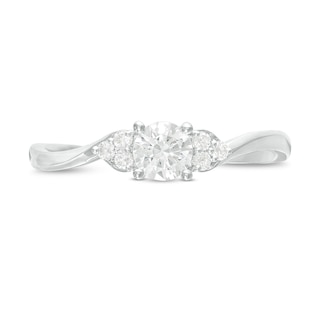 0.29 CT. T.W. Diamond Bypass Tri-Sides Engagement Ring in 10K Gold