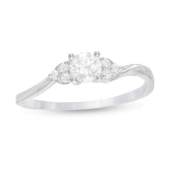 0.29 CT. T.W. Diamond Bypass Tri-Sides Engagement Ring in 10K Gold