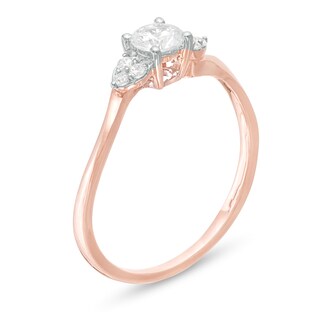 0.29 CT. T.W. Diamond Bypass Tri-Sides Engagement Ring in 10K Rose Gold