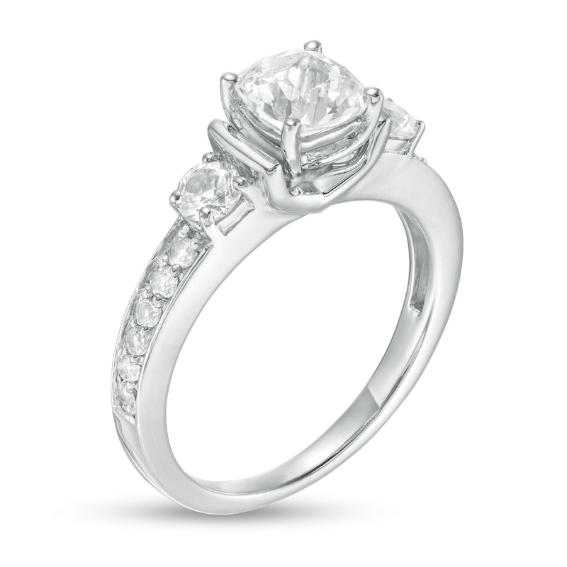 6.0mm Cushion-Cut Lab-Created White Sapphire Collar Ring in Sterling Silver|Peoples Jewellers
