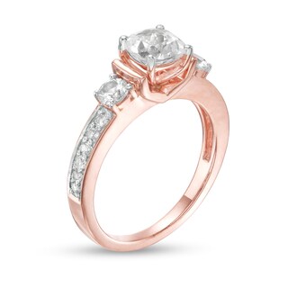 6.0mm Cushion-Cut Lab-Created White Sapphire Collar Ring in Sterling Silver with 14K Rose Gold Plate