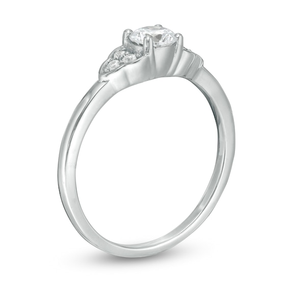 0.37 CT. T.W. Diamond Tri-Sides Engagement Ring in 10K White Gold ...