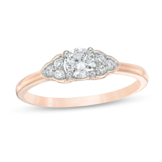 0.37 CT. T.W. Diamond Tri-Sides Engagement Ring in 10K Rose Gold