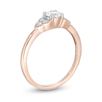 0.37 CT. T.W. Diamond Tri-Sides Engagement Ring in 10K Rose Gold