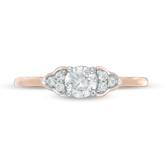 0.37 CT. T.W. Diamond Tri-Sides Engagement Ring in 10K Rose Gold