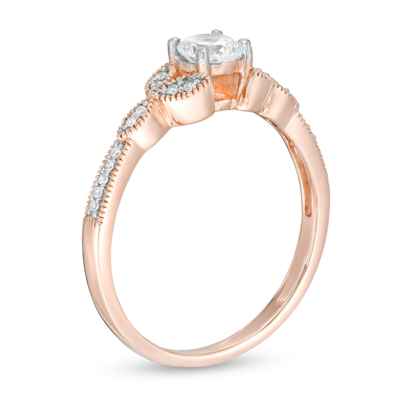 0.37 CT. T.W. Diamond Leaf-Sides Vintage-Style Engagement Ring in 10K Rose Gold|Peoples Jewellers