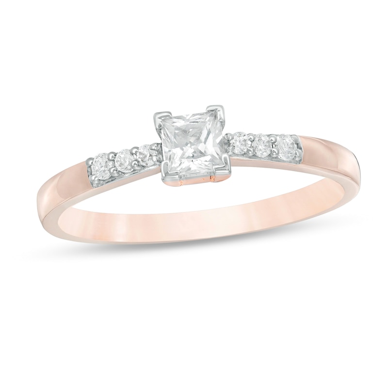 0.29 CT. T.W. Princess-Cut Diamond Engagement Ring in 10K Rose Gold
