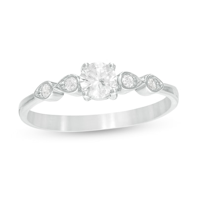 0.29 CT. T.W. Diamond Petal-Sides Engagement Ring in 10K Gold