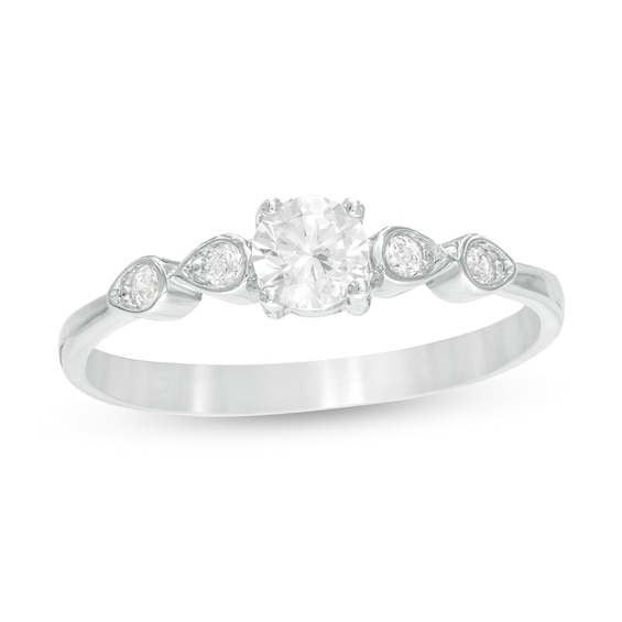 0.29 CT. T.W. Diamond Petal-Sides Engagement Ring in 10K Gold