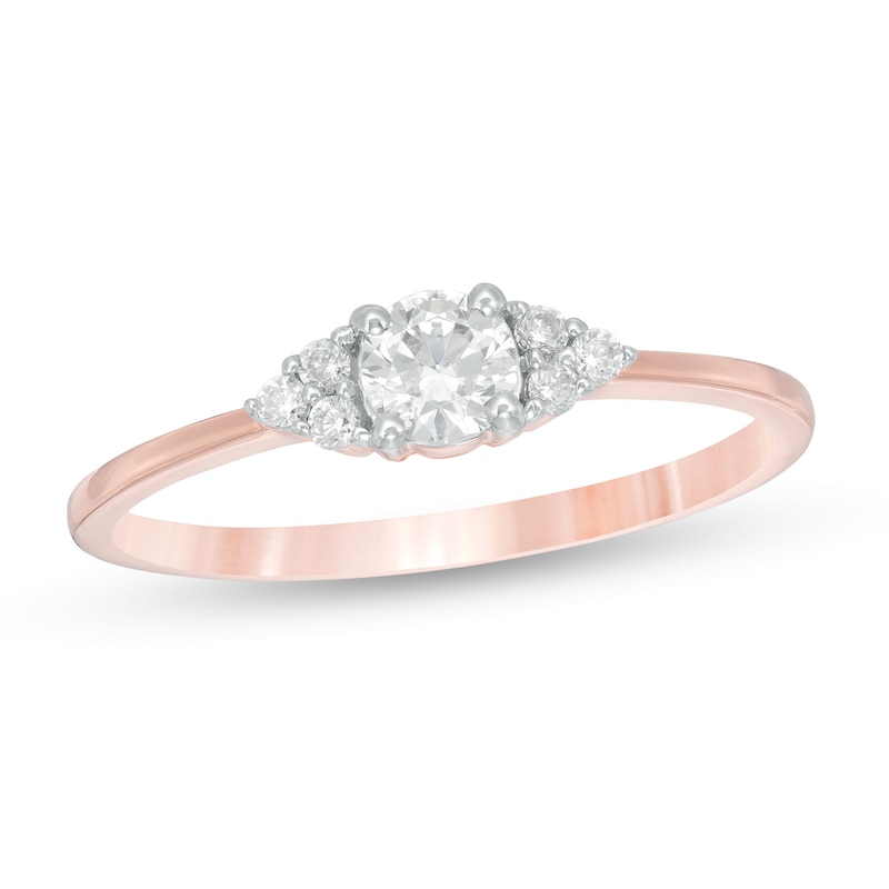 0.29 CT. T.W. Diamond Tri-Sides Engagement Ring in 10K Rose Gold|Peoples Jewellers