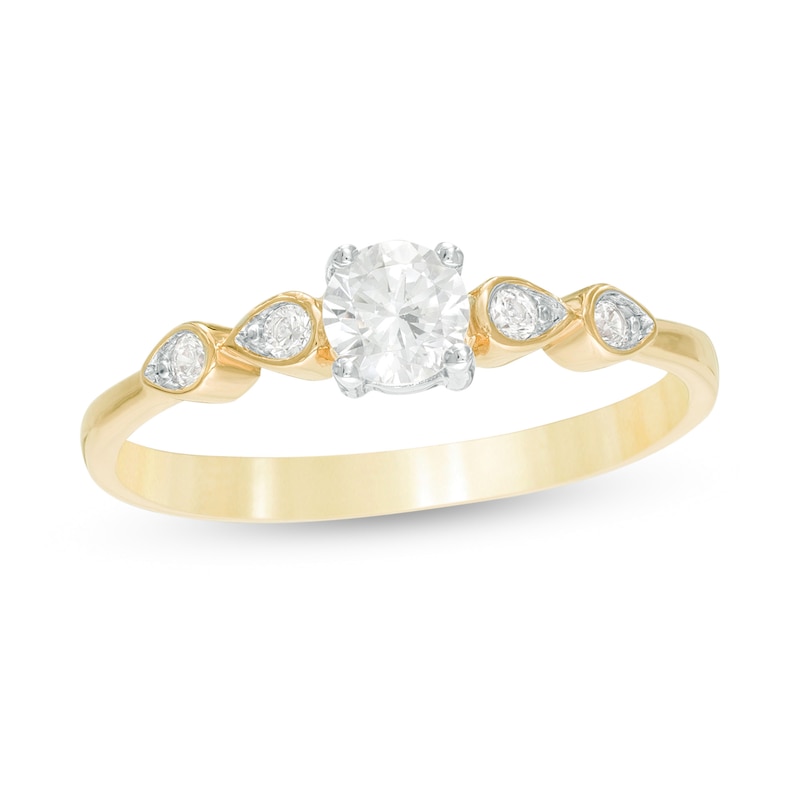 Main Image 1 of 0.29 CT. T.W. Diamond Petal-Sides Engagement Ring in 10K Gold