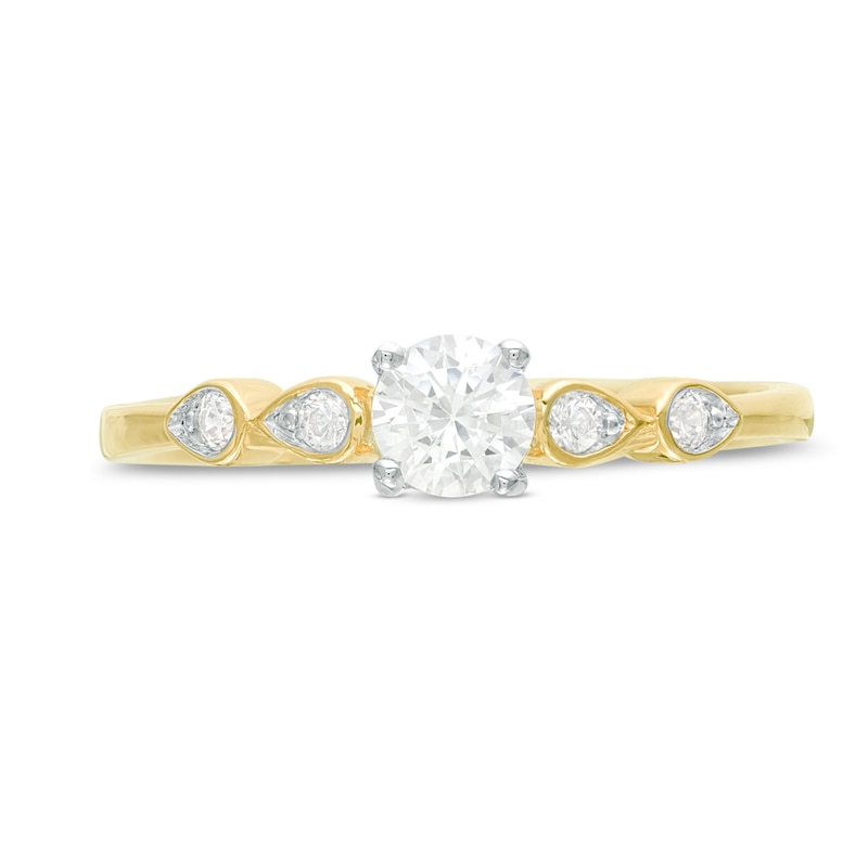 Main Image 4 of 0.29 CT. T.W. Diamond Petal-Sides Engagement Ring in 10K Gold