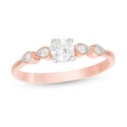 0.29 CT. T.W. Diamond Petal-Sides Engagement Ring in 10K Rose Gold