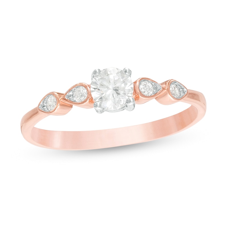 0.29 CT. T.W. Diamond Petal-Sides Engagement Ring in 10K Rose Gold|Peoples Jewellers