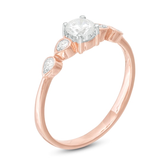 0.29 CT. T.W. Diamond Petal-Sides Engagement Ring in 10K Rose Gold